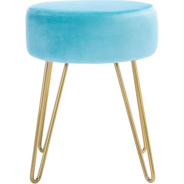 Abrea Round Ottoman in Aqua