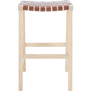 Abreu Rectangle Barstool In Red and Natural