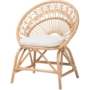 Abriella Peacock Accent Chair In Natural Brown