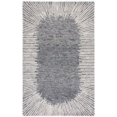 Abstract 9' x 12' Area Rug In Black and Ivory