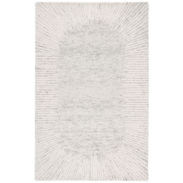 Abstract 9' x 12' Area Rug In Grey and Ivory