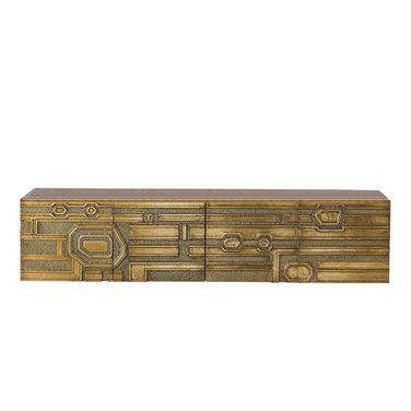 Abstract Block Cabinet In Brass