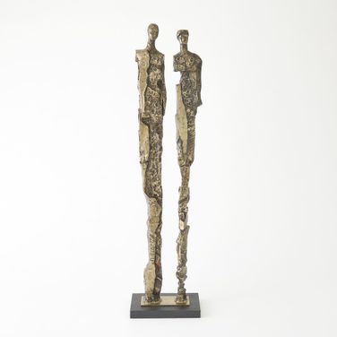 Abstract Couple Sculpture In Blue and Brass