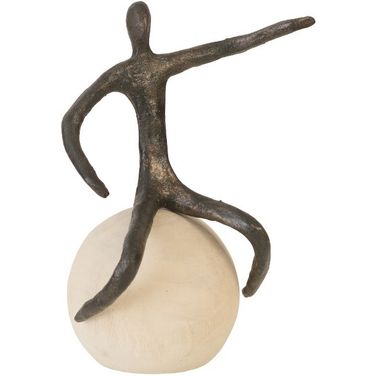 Abstract Figure On Bleached Wood Base In Beige And Bronze TH96037