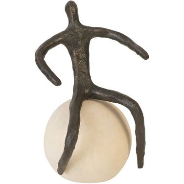 Abstract Figure On Bleached Wood Base In Beige And Bronze TH96039