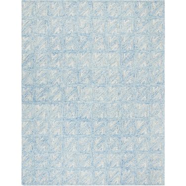 Abstract Hand Tufted Blue and Beige 9' x 12' Large Rectangle Rugs