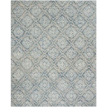 Abstract Hand Tufted Blue and Grey 10' x 14' Large Rectangle Rugs