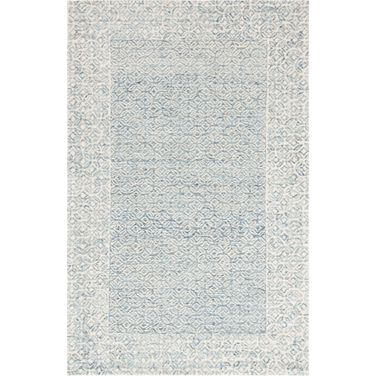 Abstract Hand Tufted Blue and Ivory 4' x 6' Small Rectangle Rugs ABT342N-4