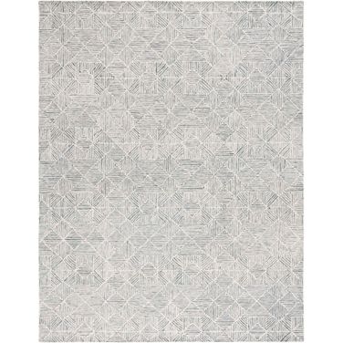 Abstract Hand Tufted Green and Ivory 9' x 12' Large Rectangle Rugs
