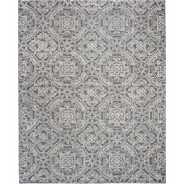 Abstract Hand Tufted Grey and Ivory 9' x 12' Large Rectangle Rugs ABT522A-9