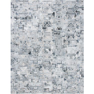 Abstract Hand Tufted Ivory and Black 10' x 14' Large Rectangle Rugs ABT142Z-10