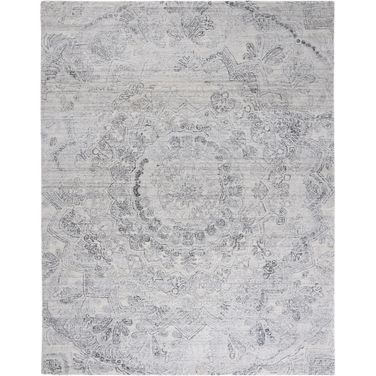 Abstract Hand Tufted Ivory and Black 9' x 12' Large Rectangle Rugs ABT145A-9
