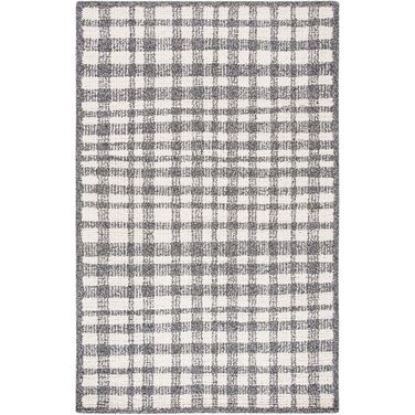 Abstract Hand Tufted Ivory and Black 9' x 12' Large Rectangle Rugs