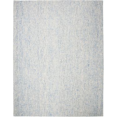 Abstract Hand Tufted Ivory and Blue 11' x 15' Oversized Rugs