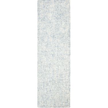 Abstract Hand Tufted Ivory and Blue 2'-3" x 16' Runner Rugs ABT470M-216
