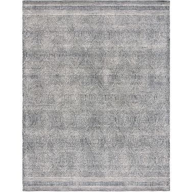 Abstract Hand Tufted Ivory and Charcoal 12' x 18' Oversized Rugs