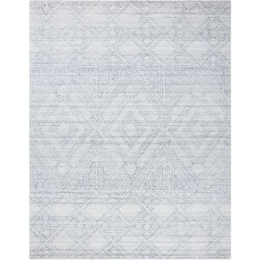 Abstract Hand Tufted Ivory and Grey 10' x 14' Large Rectangle Rugs ABT144A-10