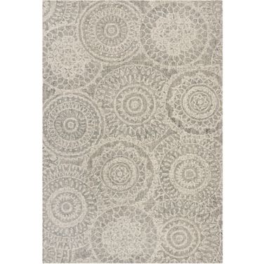 Abstract Hand Tufted Ivory and Grey 11' x 15' Oversized Rugs ABT205B-1115