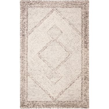 Abstract Hand Tufted Ivory and Grey 11' x 15' Oversized Rugs ABT345F-1115