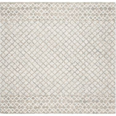 Abstract Hand Tufted Ivory and Grey 4' x 4' Square Rugs ABT203F-4SQ