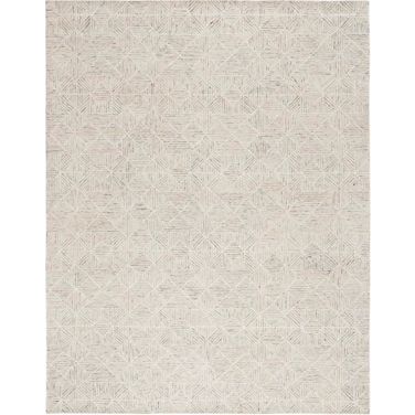 Abstract Hand Tufted Ivory and Light Blue 11' x 15' Oversized Rugs