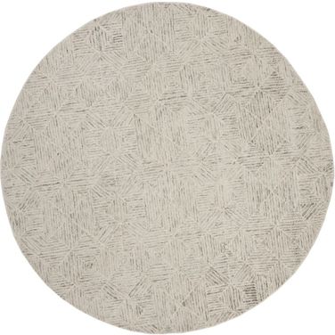 Abstract Hand Tufted Ivory and Light Blue 4' x 4' Round Rugs