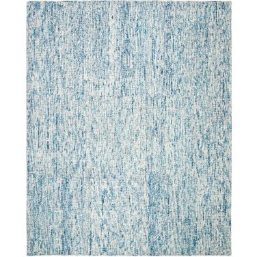 Abstract Hand Tufted Ivory and Navy 10' x 14' Large Rectangle Rugs
