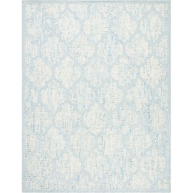 Abstract Hand Tufted Ivory and Turquoise 10' x 14' Large Rectangle Rugs