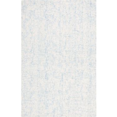 Abstract Hand Tufted Light Blue and Ivory 4' x 6' Small Rectangle Rugs