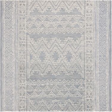 Abstract Hand Tufted Light Blue and Ivory 6' x 6' Square Rugs ABT226J-6SQ