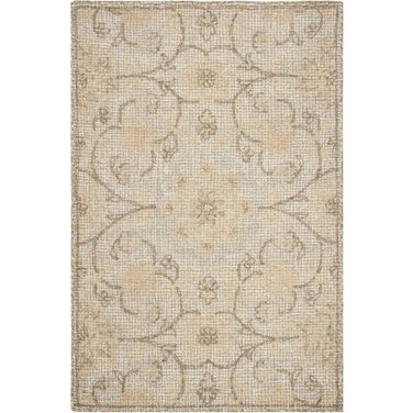Abstract Hand Tufted Light Grey and Ivory 4' x 6' Small Rectangle Rugs