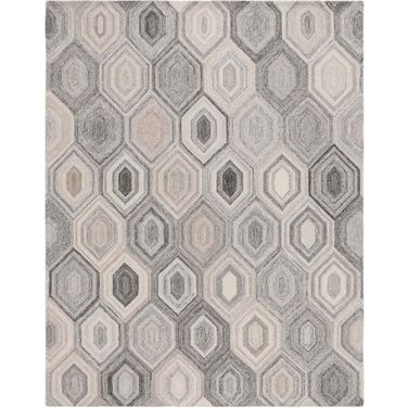 Abstract Hand Tufted Natural and Grey 8' x 10' Medium Rectangle Rugs