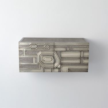 Abstract Left Block Cabinet In Nickel