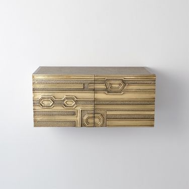 Abstract Right Block Cabinet In Brass
