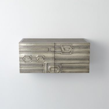 Abstract Right Block Cabinet In Nickel