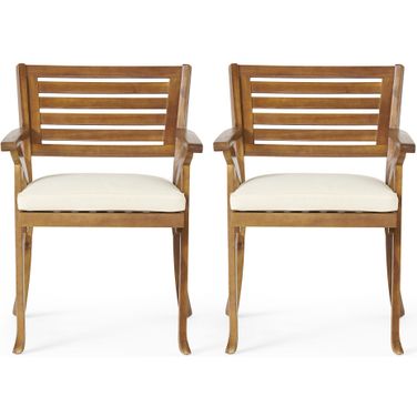 Acacia Wood Dining Chair with Water-Resistant Cushion In Teak