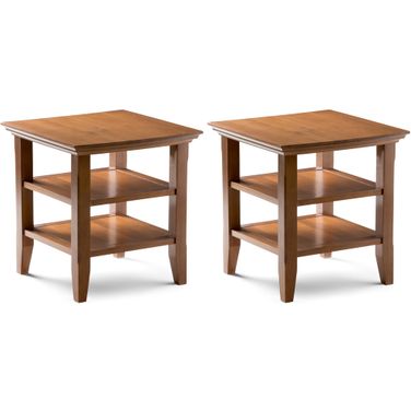 Acadian 19 Inch Solid Wood Side Table Set of 2 In Light Golden Brown