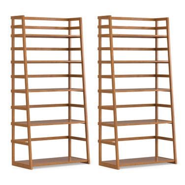Acadian 5 Shelf Ladder Bookcase Set of 2 In Light Golden Brown