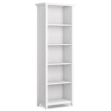 Acadian Solid Wood 5 Shelf Bookcase In White