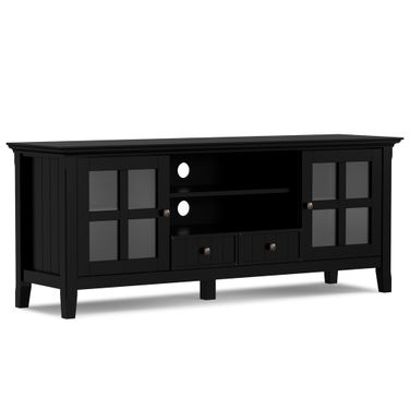 Acadian Solid Wood 60 Inch TV Media Stand In Black