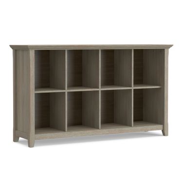 Acadian Solid Wood 8 Cube Storage Sofa Table In Distressed Grey