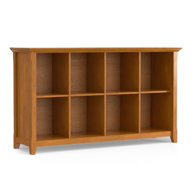 Acadian Solid Wood 8 Cube Storage Sofa Table In Light Golden Brown