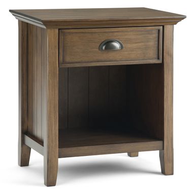 Acadian Solid Wood Bedside Table In Rustic Natural Aged Brown