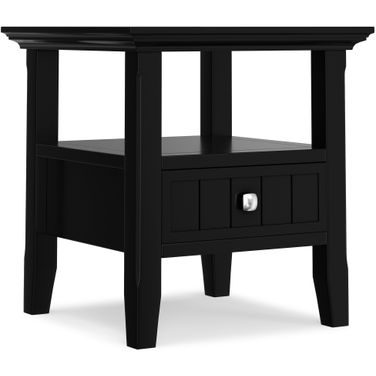 Acadian Solid Wood End Table with Drawer In Black