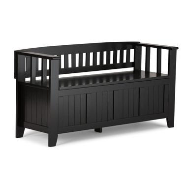 Acadian Solid Wood Entryway Storage Bench In Black