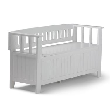 Acadian Solid Wood Entryway Storage Bench In White