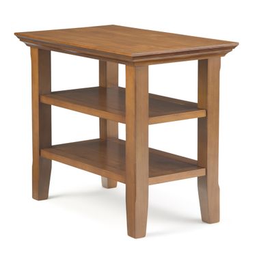 Acadian Solid Wood Narrow Side Table In Light Golden Brown