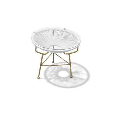 Acapulco Side Table/Ottoman In White and Gold