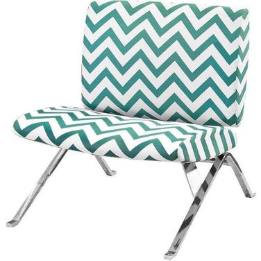 Accent Chair In Teal And Chevron Fabric