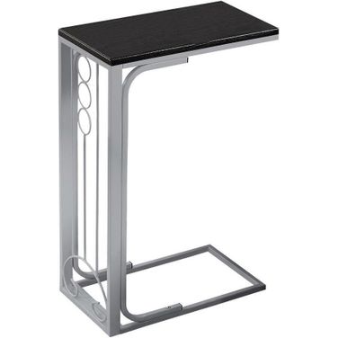 Accent Table In Black Top With Silver Metal
